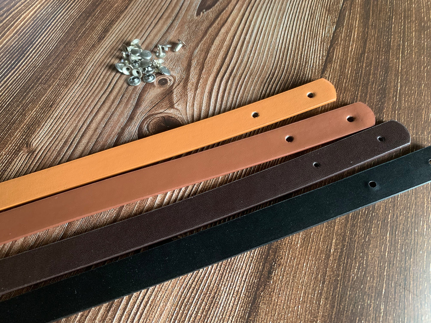 Luxury faux leather handbag straps, vegan leather handles with rivets, PU leather straps for handmade bags
