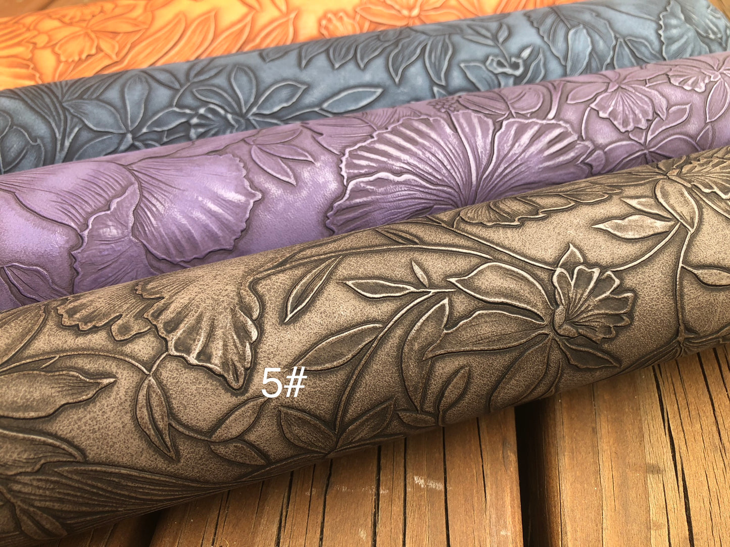 Floral embossed faux leather