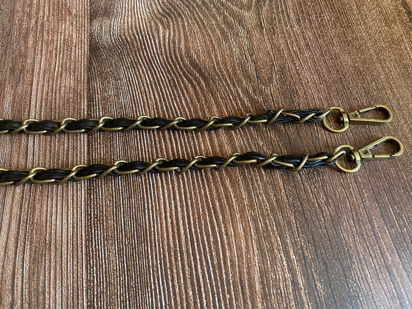 Leather threaded chain straps