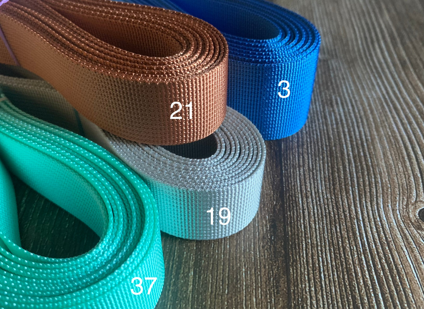 3-metre rolls of plain webbing - 2.5 and 3.8cm