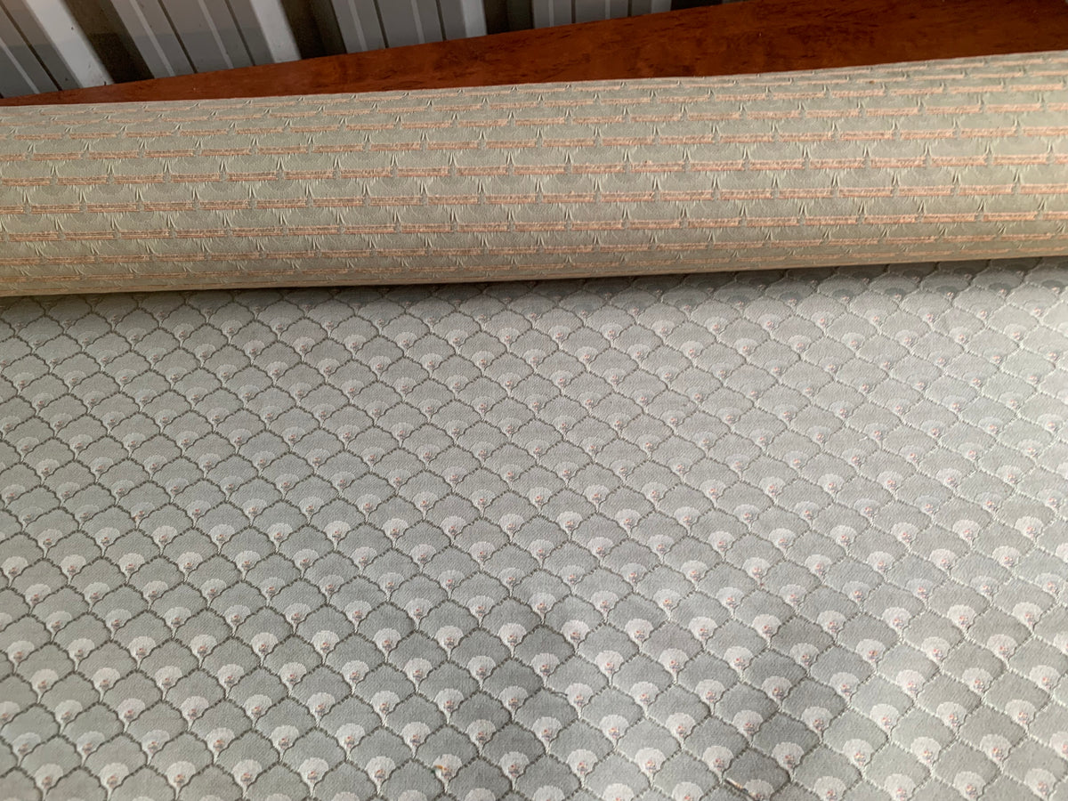 Sage color fabric with fan shapes pattern, suitable for bag making, upholstery