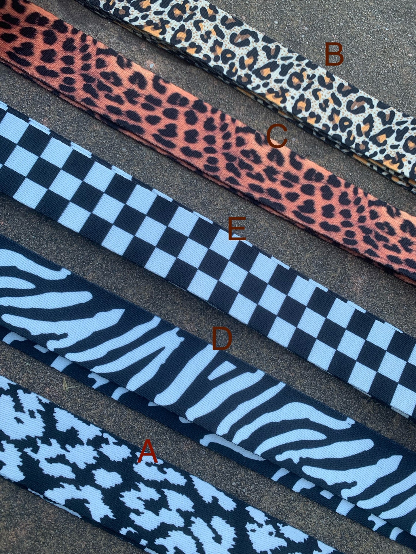 3.8cm - 1.5 inch Leopard, black & white patterned webbing DWS