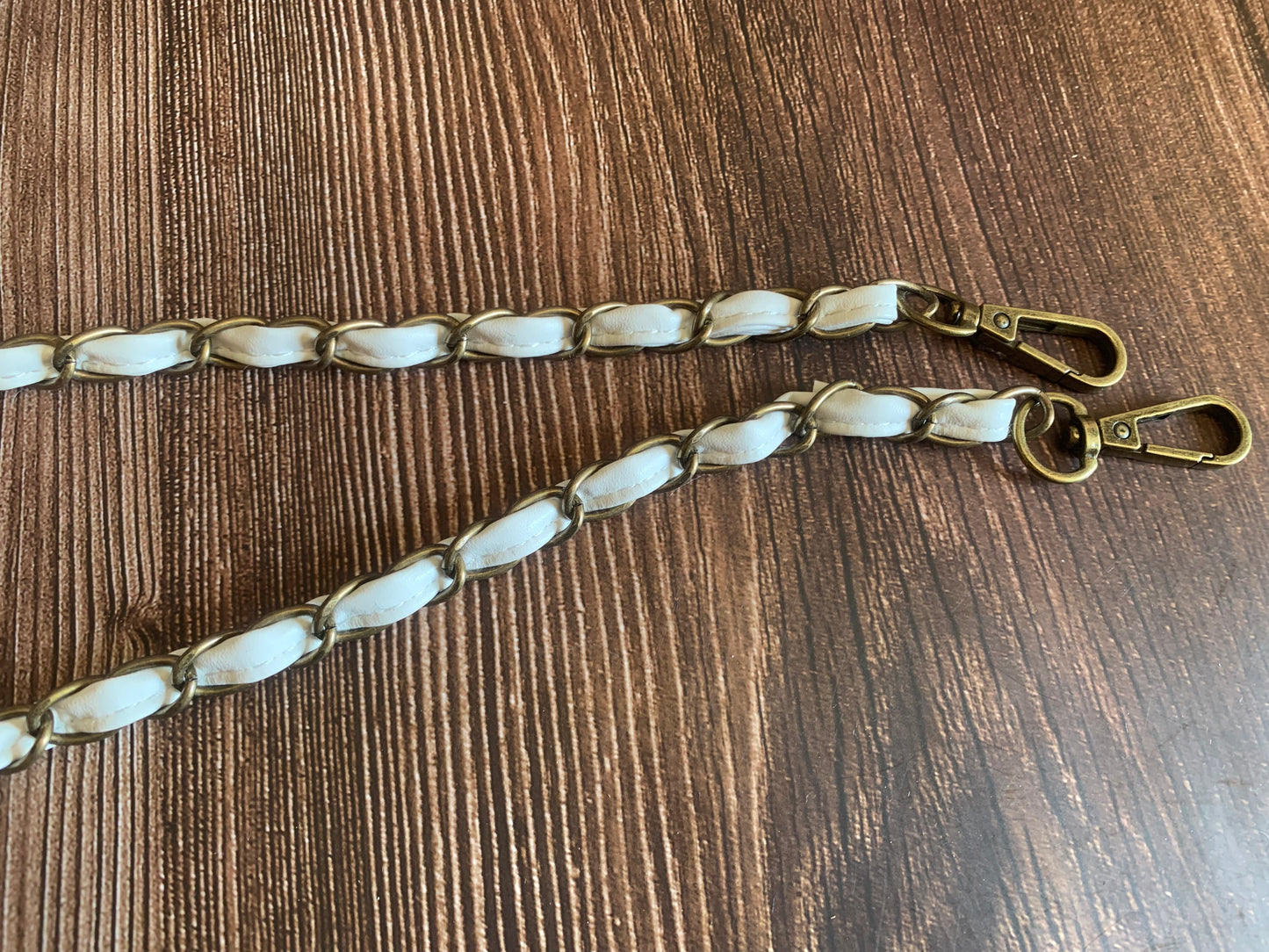 Leather threaded chain straps