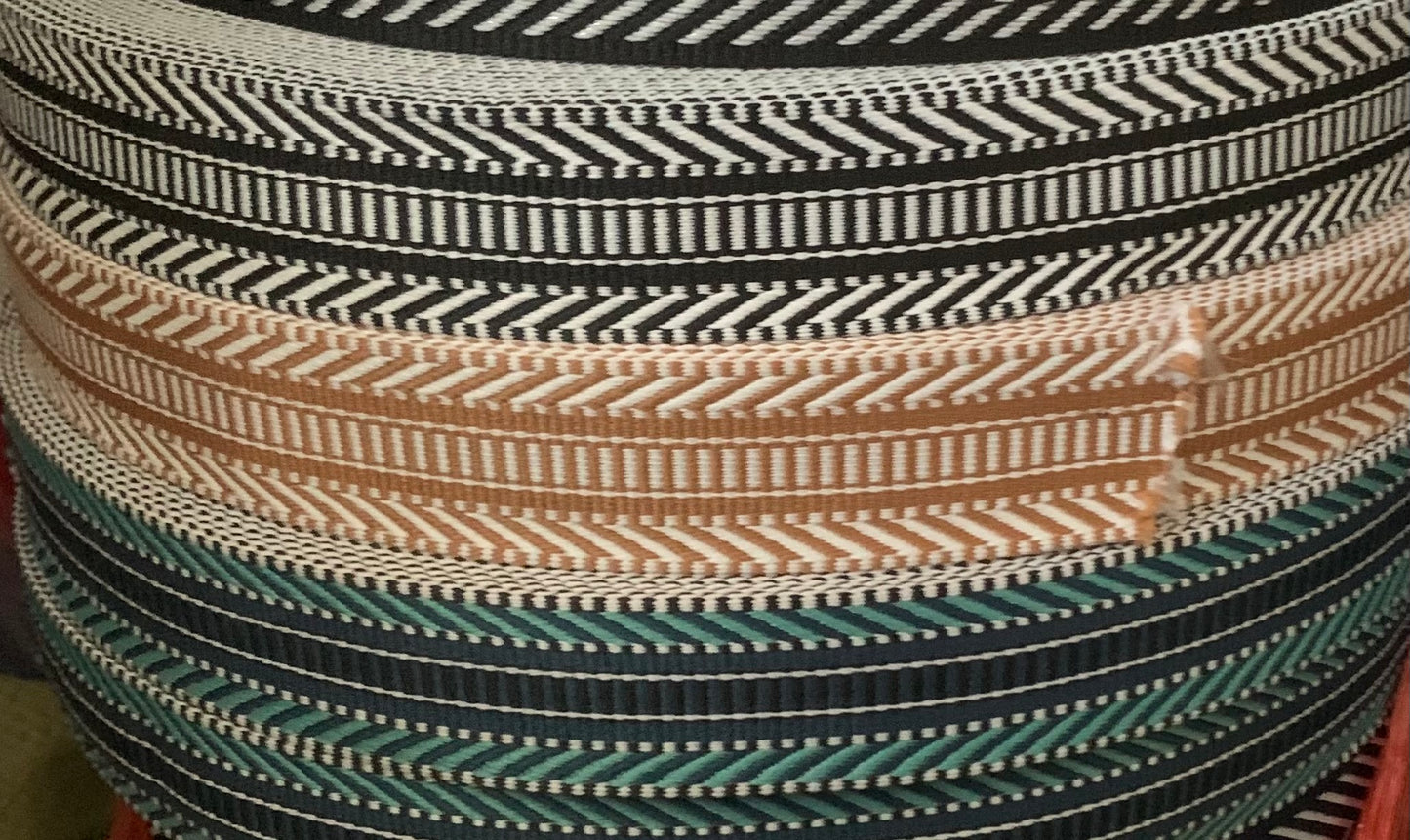 3 metre of 3.8cm patterned webbing, 1.5 inch strapping for tote bags, adjustable crossbody straps, handmade backpacks, heavy duty handles by the meter