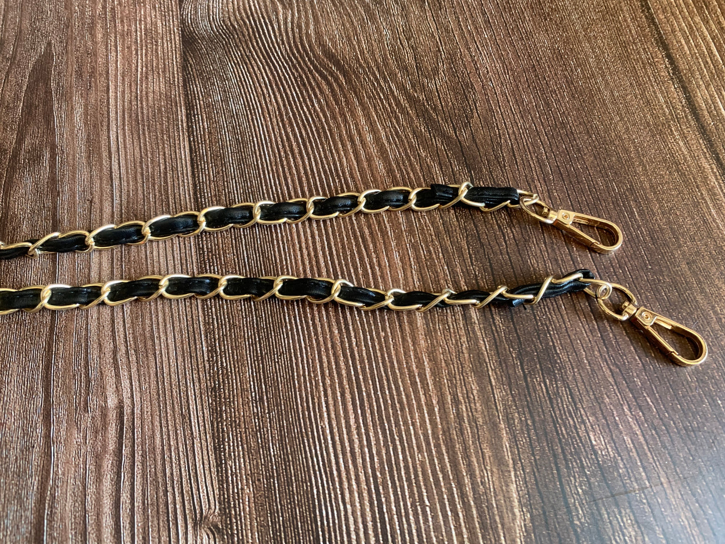 Leather threaded chain straps
