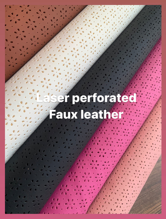 Laser perforated vinyl, laser pattern synthetic leather, soft faux leather E4
