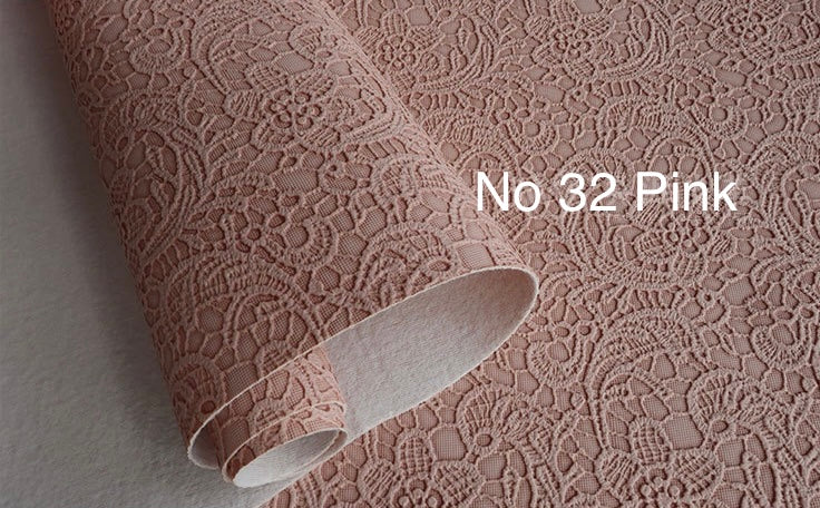 Classy lace embossed faux leather, lace pattern synthetic leather for bag making, home decor