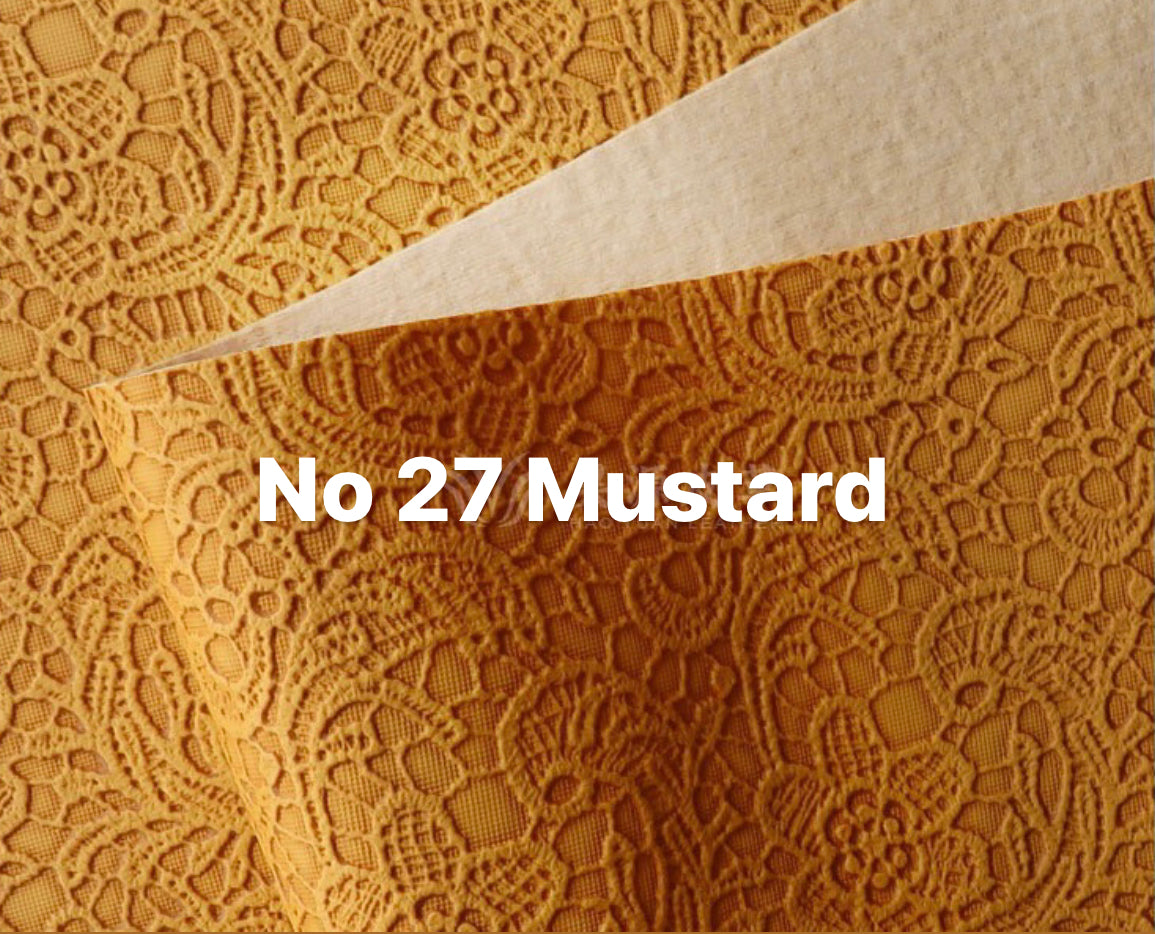 Classy lace embossed faux leather, lace pattern synthetic leather for bag making, home decor