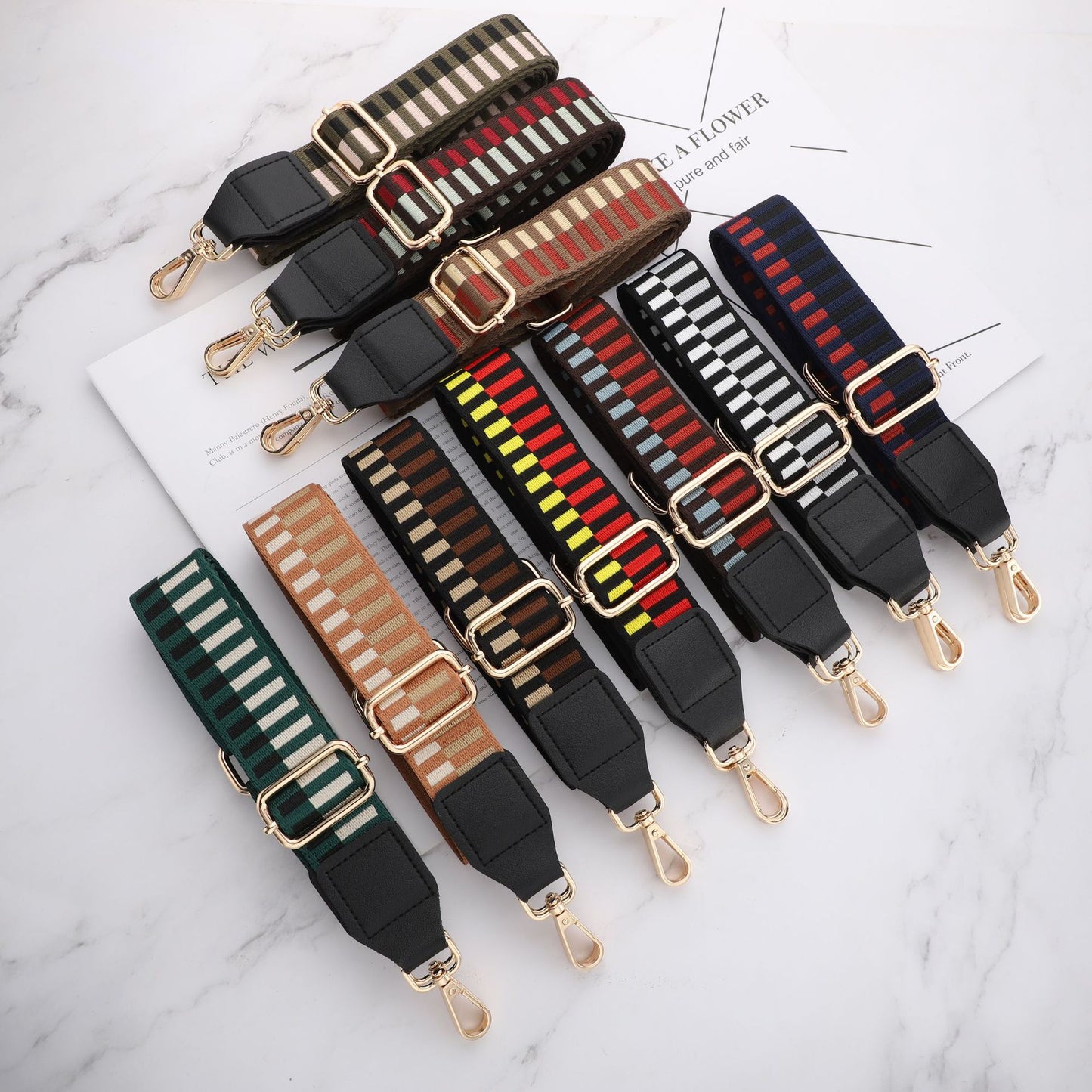 3 metre of piano keys patten strap, 3.8cm/1.5 inch pattern webbing for tote bags, adjustable crossbody straps, handmade backpacks, heavy duty handles by the meter