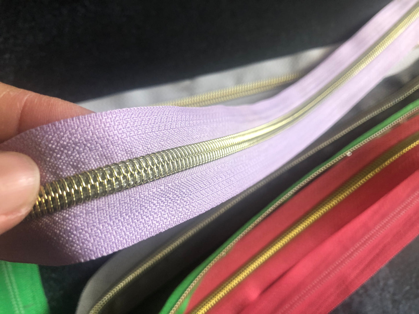 Light gold color teeth size 5 zipper tapes, cut to length zipper tapes, zipper tapes for bags, zipper tape by the metre