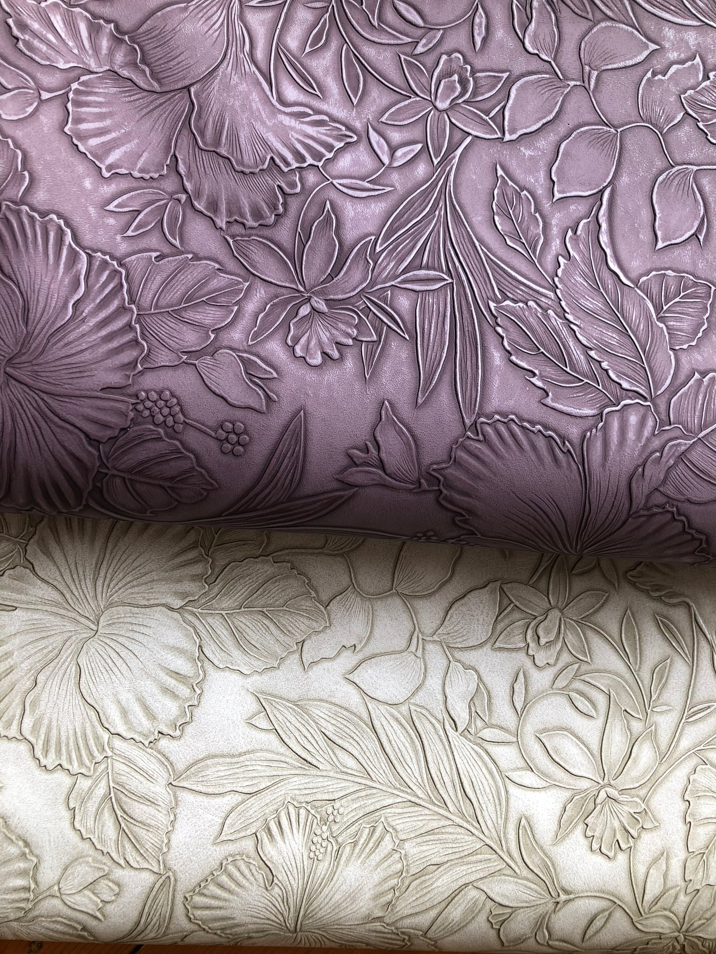 Floral embossed faux leather, synthetic leather, Vegan Pleather, artificial leather for bags, garments, and upholstery by the meter