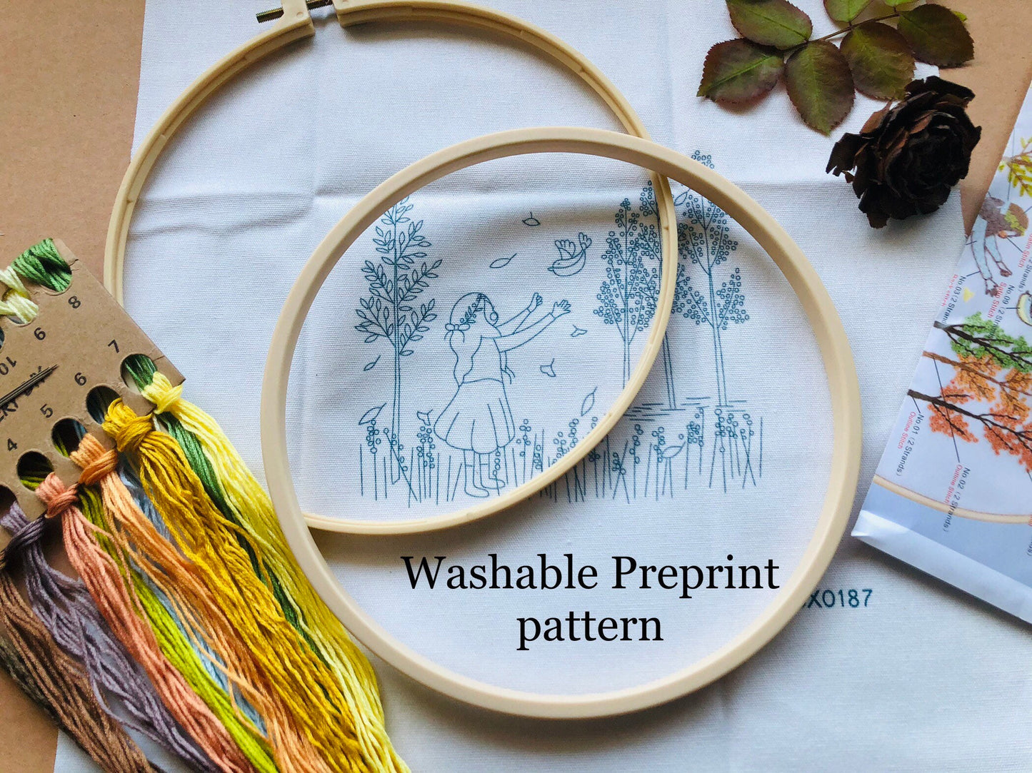 Beautiful embroidery kits for beginners, easy to follow preprinted embroidery pattern, presents for her, holiday craft, learn to embroidery