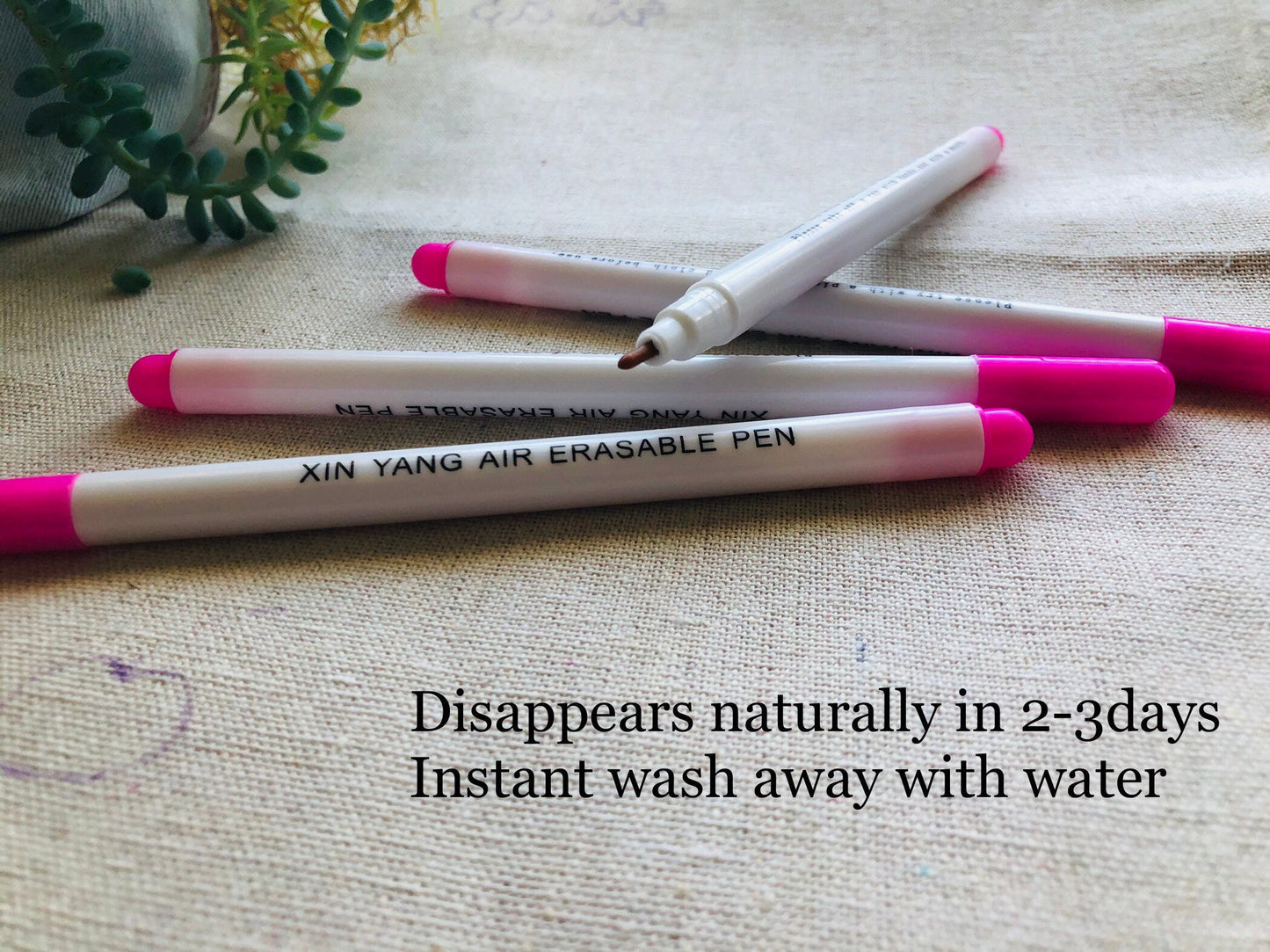 Mixed packs of 3 Disappearing markers, low heat disappearing pen, air erasable, water soluble pen for craft, sewing, leatherwork, embroidery dressmaking