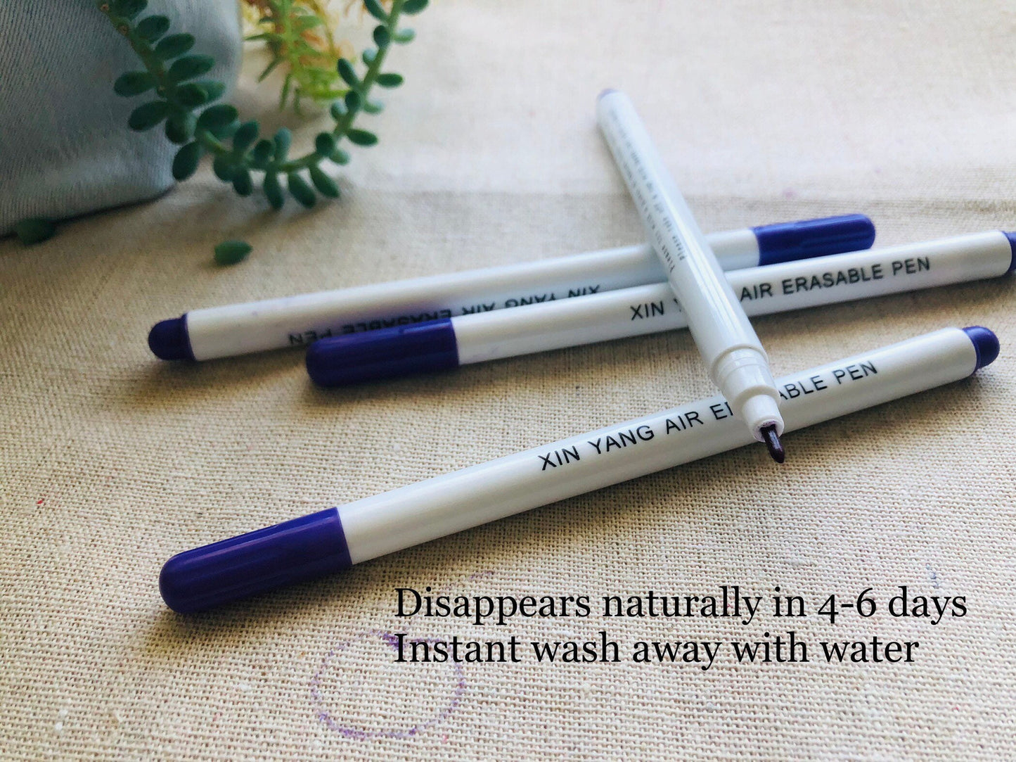 Mixed packs of 3 Disappearing markers, low heat disappearing pen, air erasable, water soluble pen for craft, sewing, leatherwork, embroidery dressmaking