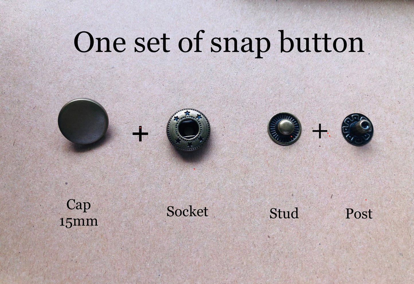 15mm heavy duty snap buttons, metal snaps, bags, jackets, optional snap button setting tools