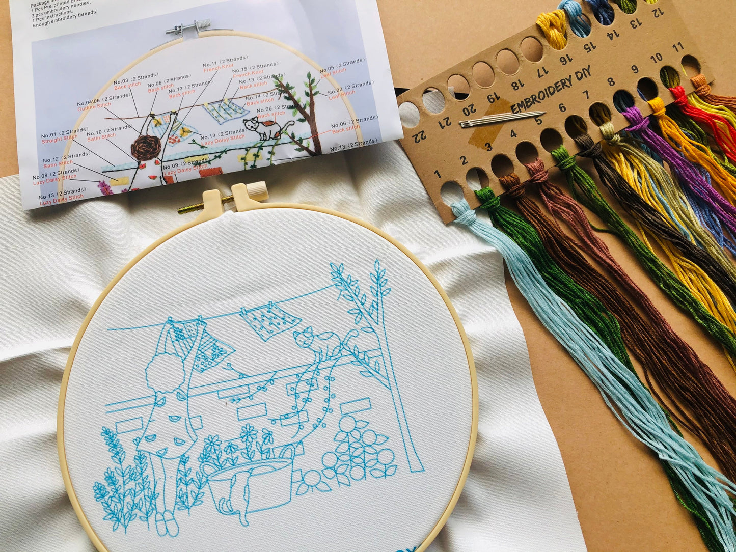 Beautiful embroidery kits for beginners, easy to follow preprinted embroidery pattern, presents for her, holiday craft, learn to embroidery