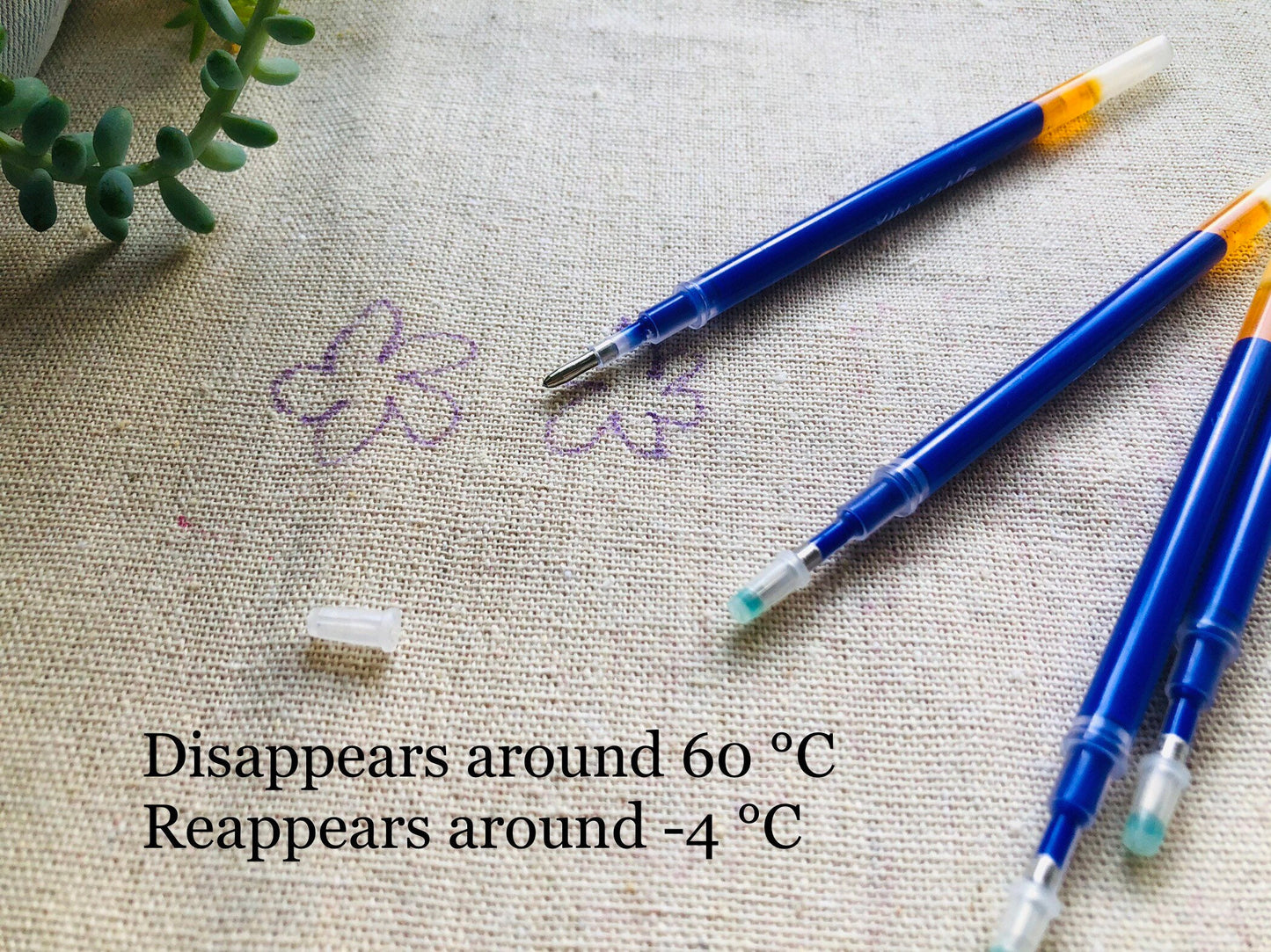 Mixed packs of 3 Disappearing markers, low heat disappearing pen, air erasable, water soluble pen for craft, sewing, leatherwork, embroidery dressmaking
