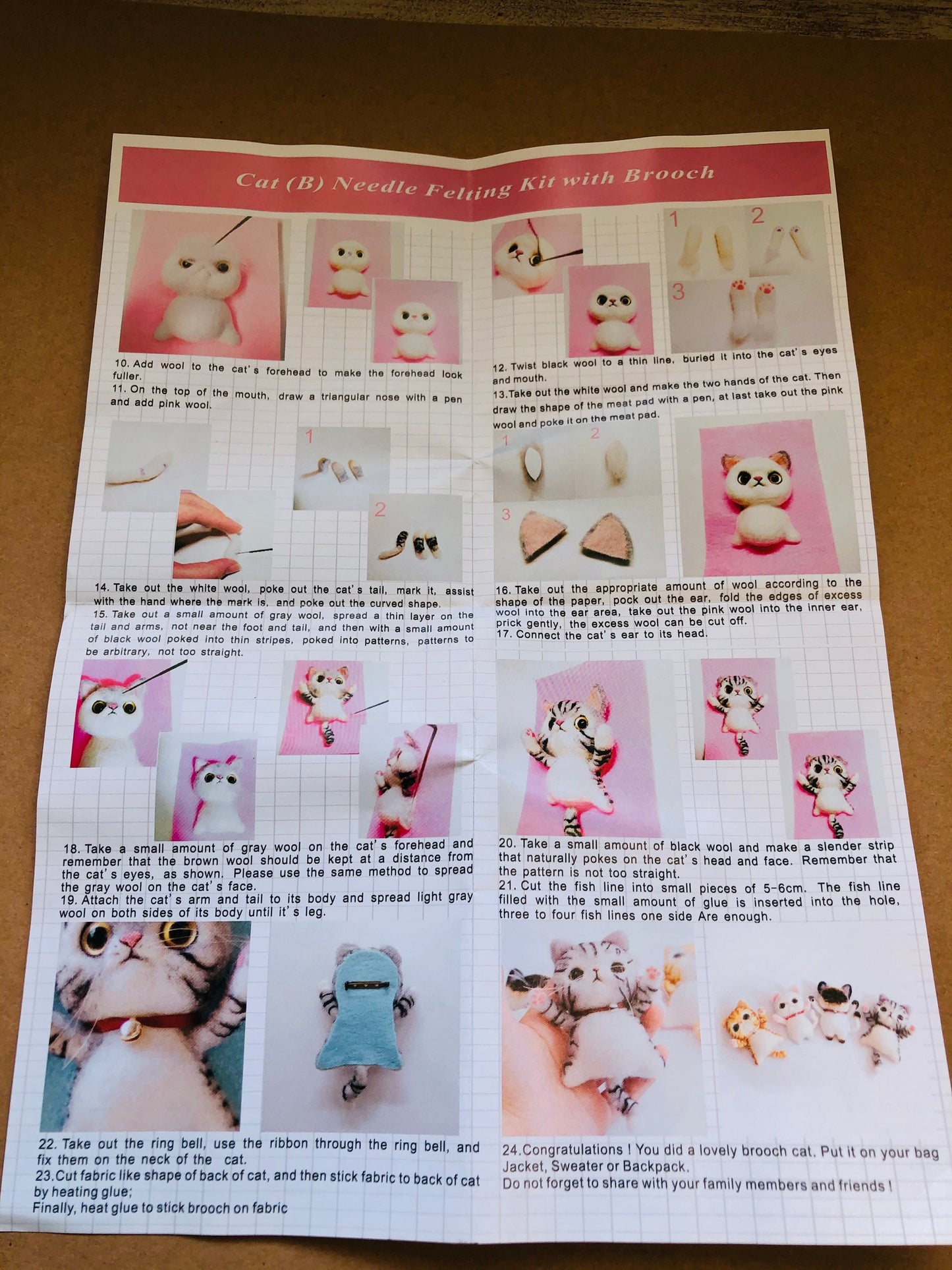 100% wool felting kits, felt cats, DIY felting kits, craft kits, handmade presents for birthdays, felt animals, cat brooches for cats lovers