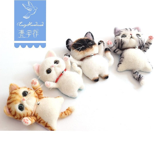 100% wool felting kits, felt cats, DIY felting kits G2