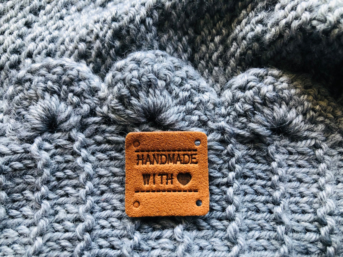 PU leather labels for handmade bags, handmade with love labels for clothes, dolls, leather work, knitting, crochet and other craft projects