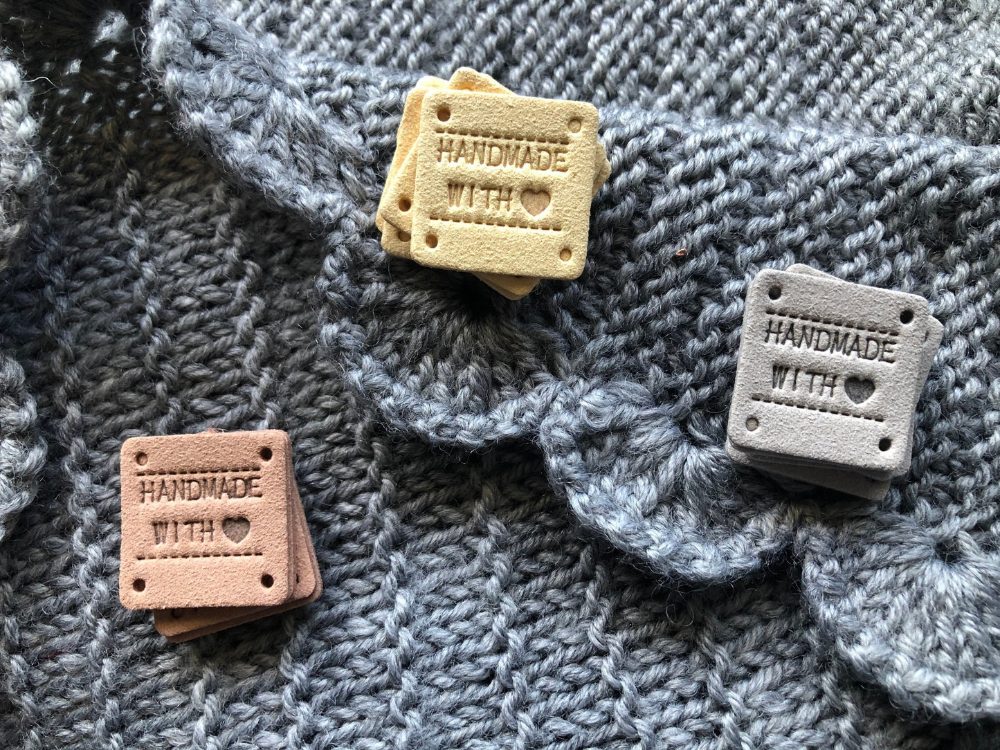 PU leather labels for handmade bags, handmade with love labels for clothes, dolls, leather work, knitting, crochet and other craft projects
