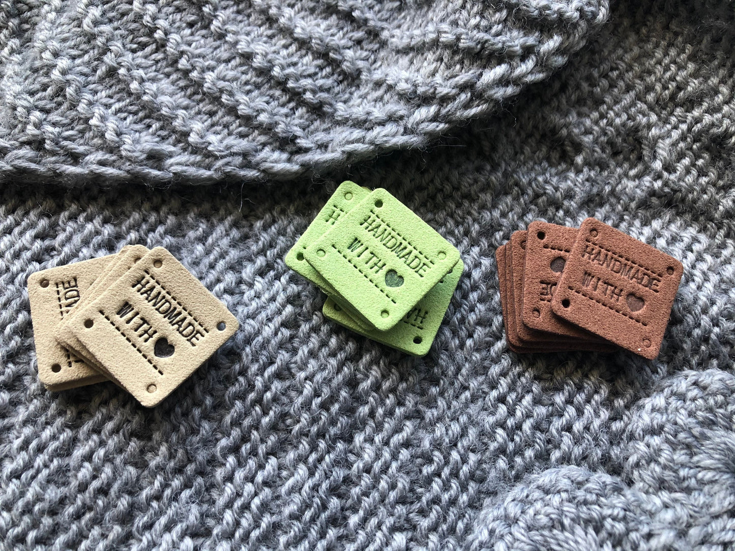 PU leather labels for handmade bags, handmade with love labels for clothes, dolls, leather work, knitting, crochet and other craft projects