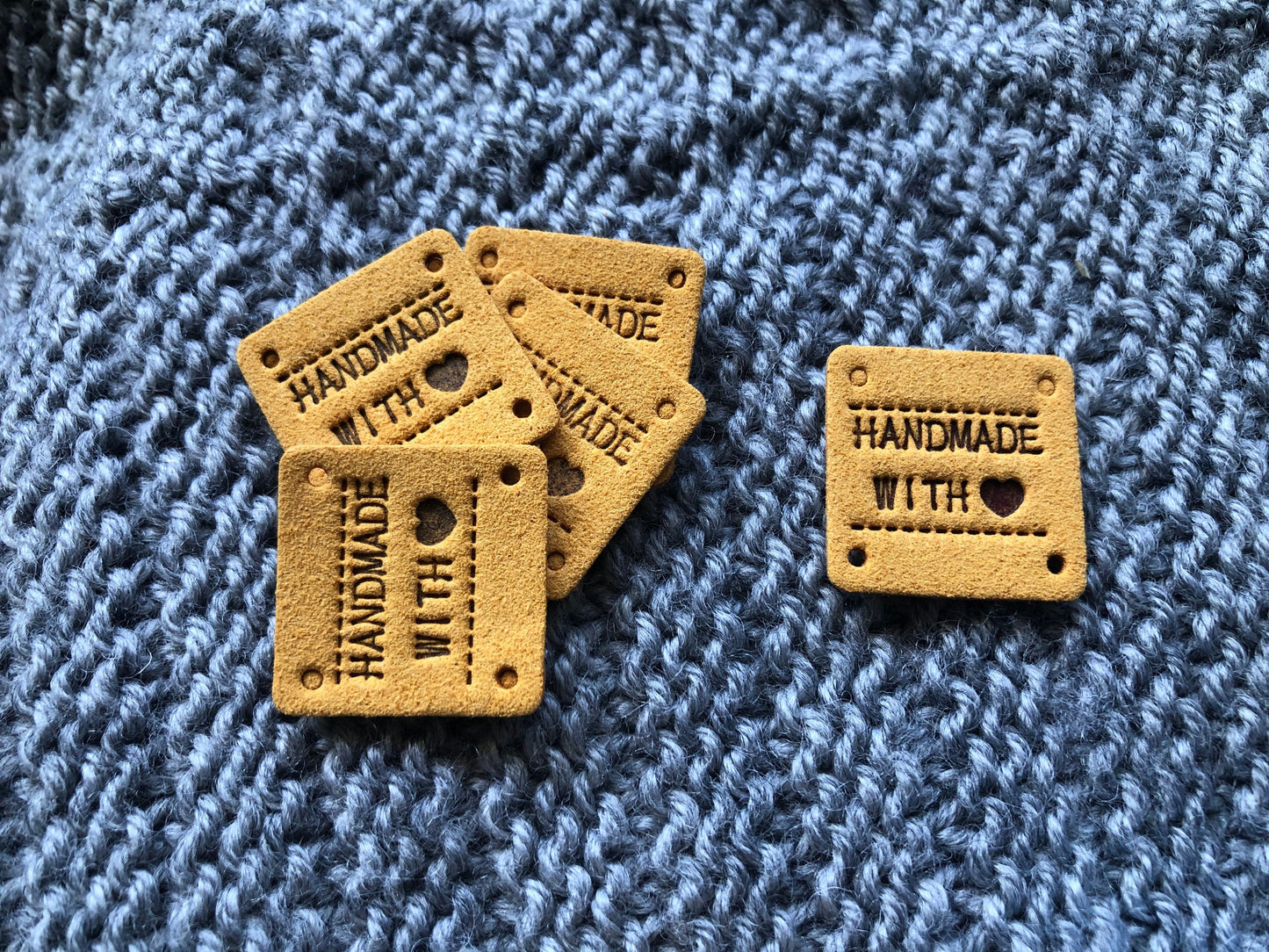 PU leather labels for handmade bags, handmade with love labels for clothes, dolls, leather work, knitting, crochet and other craft projects