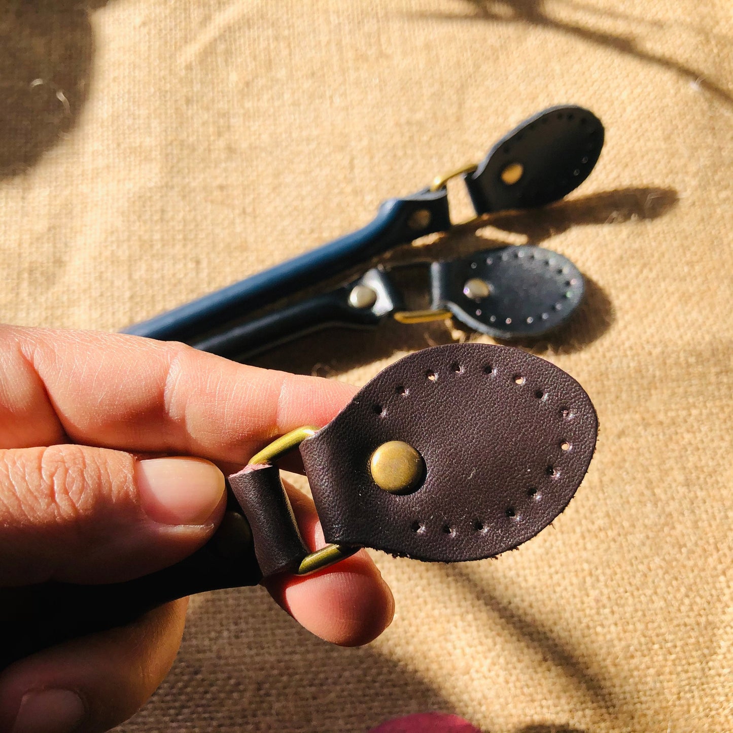 Luxury leather straps, genuine cow hide leather handles, round leather handles, hand sewn bag handles for leather, fabric, crochet bags