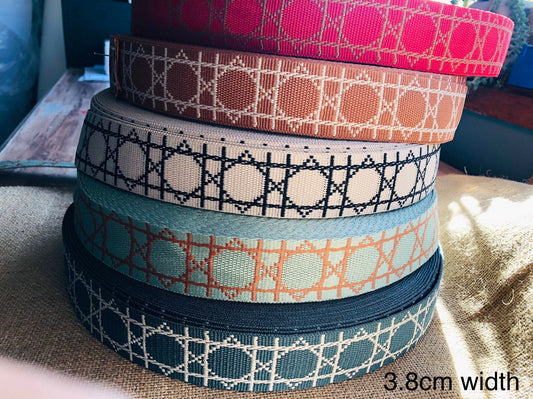 Premium quality 1.5inch/3.8cm patterned webbing for bags sold by 3m rolls DWS