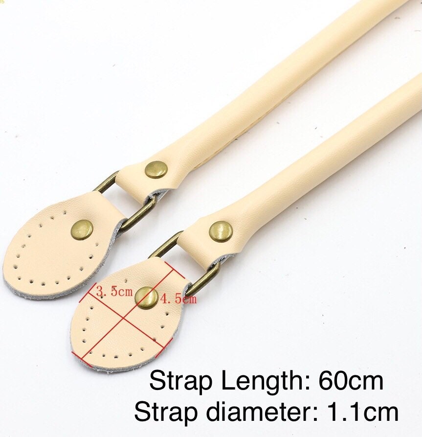 Luxury leather straps, genuine cow hide leather handles, round leather handles, hand sewn bag handles for leather, fabric, crochet bags