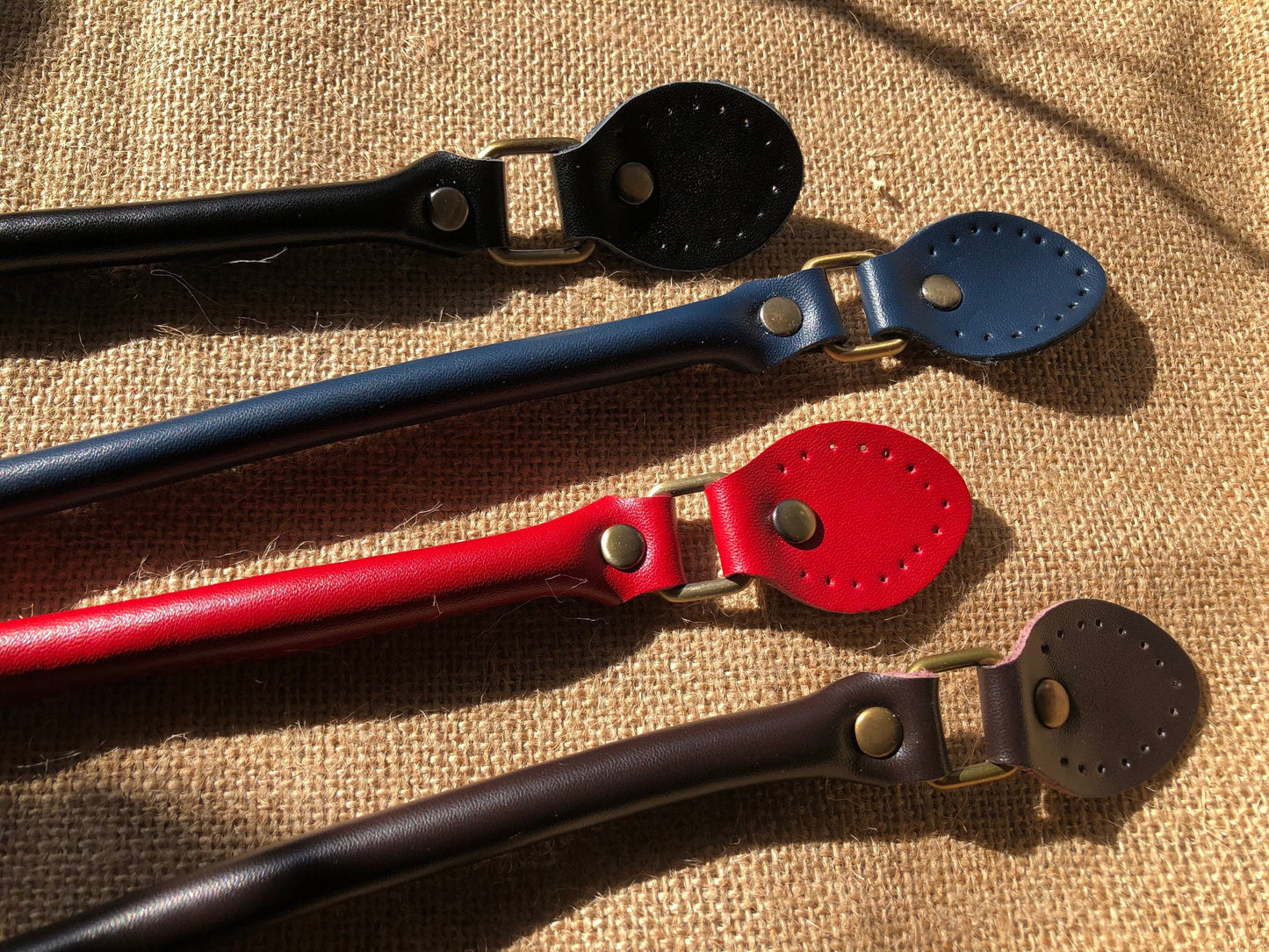 Luxury leather straps, genuine cow hide leather handles, round leather handles, hand sewn bag handles for leather, fabric, crochet bags