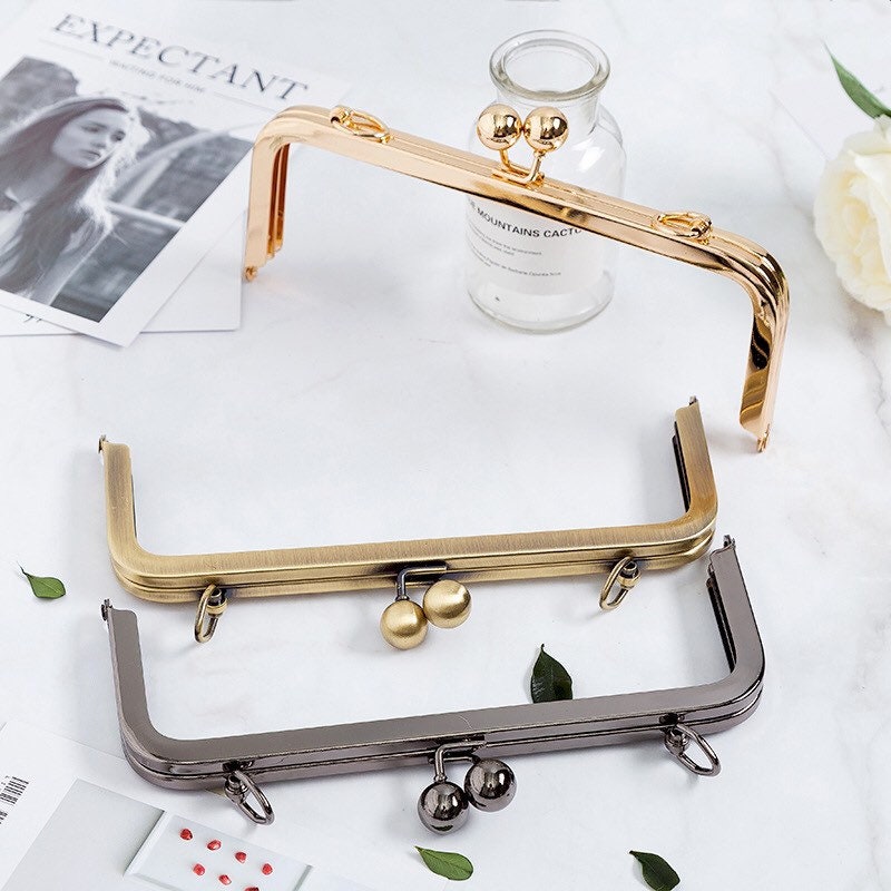 20.5cm metal kiss lock frames, square metal purse frames, gold clutch locks, black metal kiss locks, bronze purse frames,