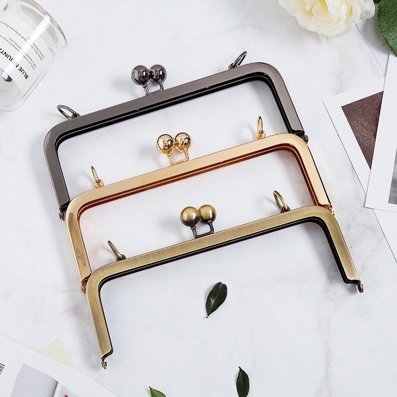 20.5cm metal kiss lock frames, square metal purse frames, gold clutch locks, black metal kiss locks, bronze purse frames,
