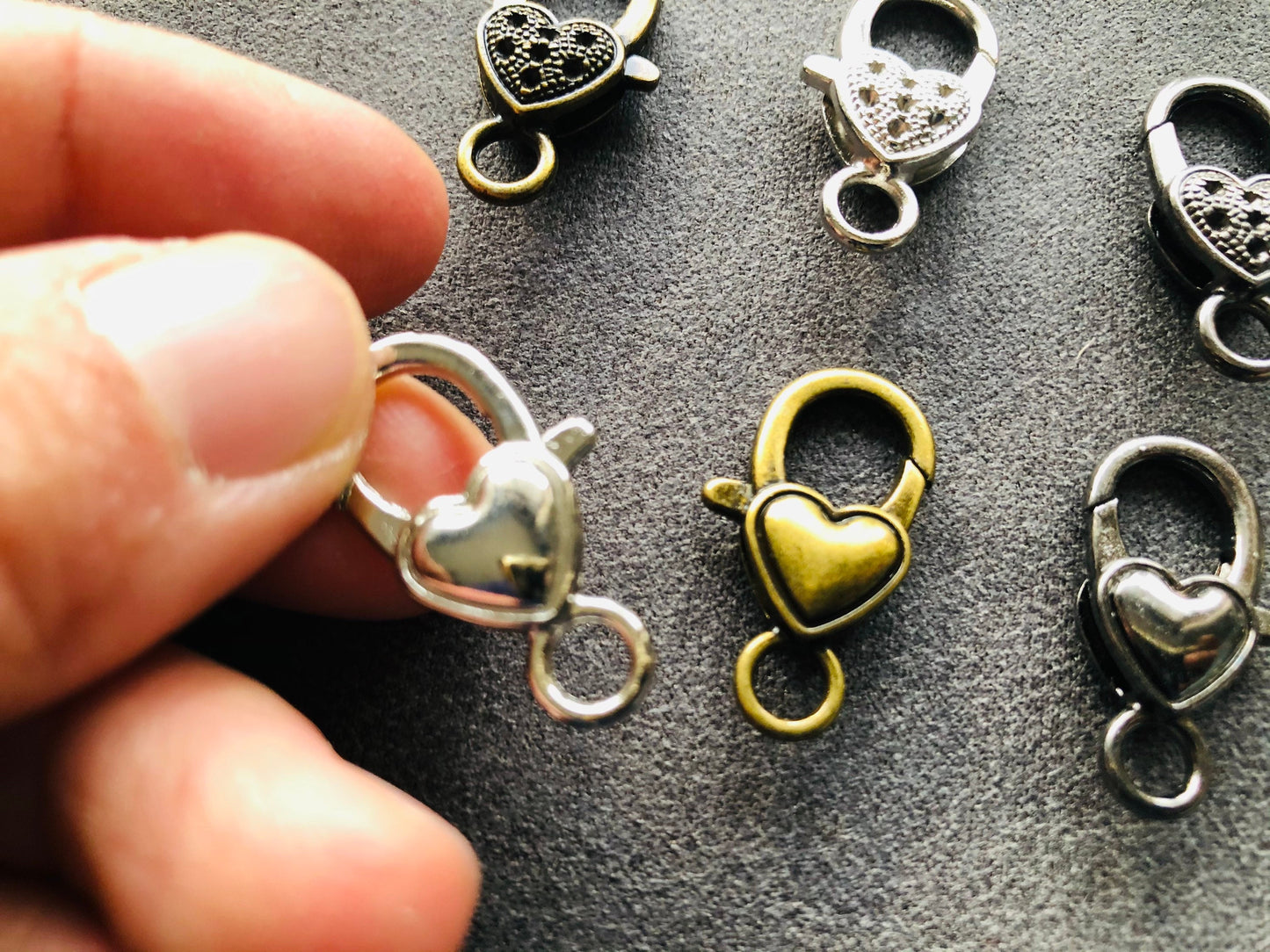 Mini lobster clasps, hear shape swivel hooks