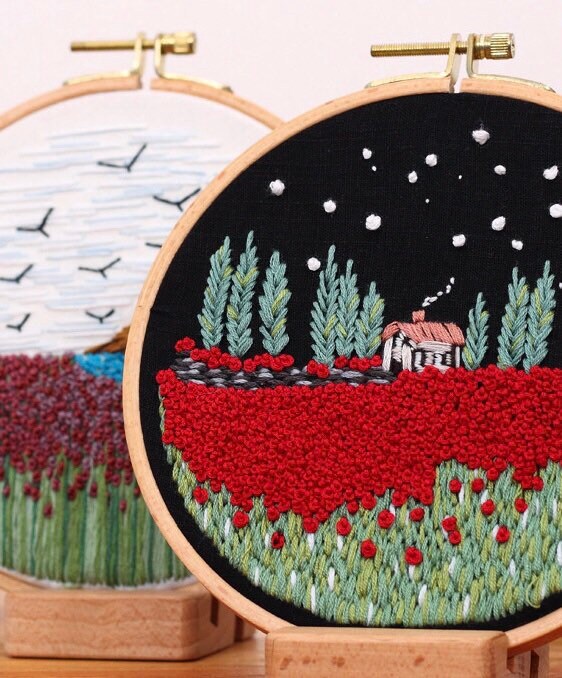 Beautiful embroidery kits for beginners, easy to follow preprinted embroidery pattern, embroidery for kids, learn to embroidery