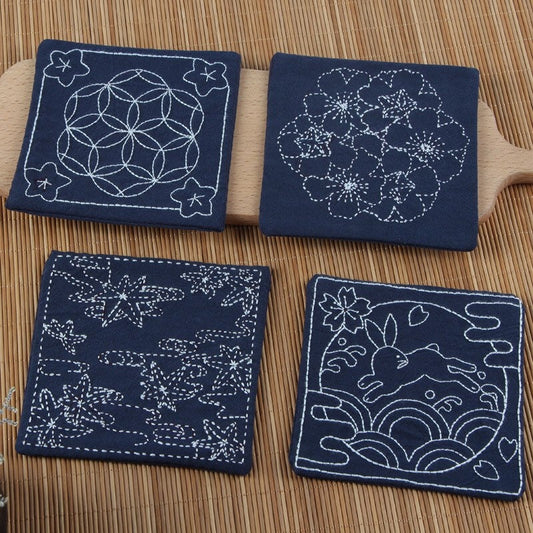 Square Sashiko style coaster kits G1-2
