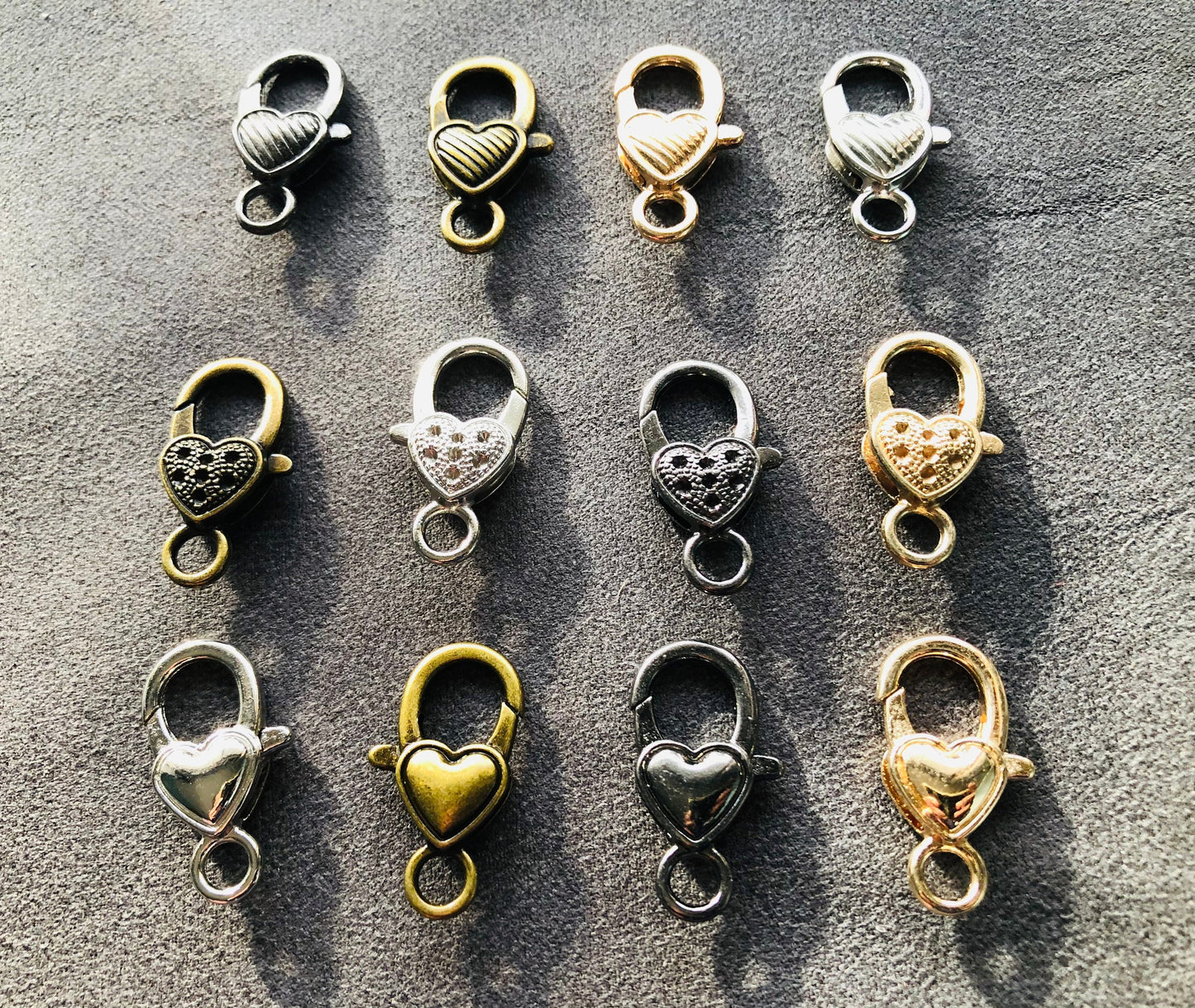 Mini lobster clasps, hear shape swivel hooks