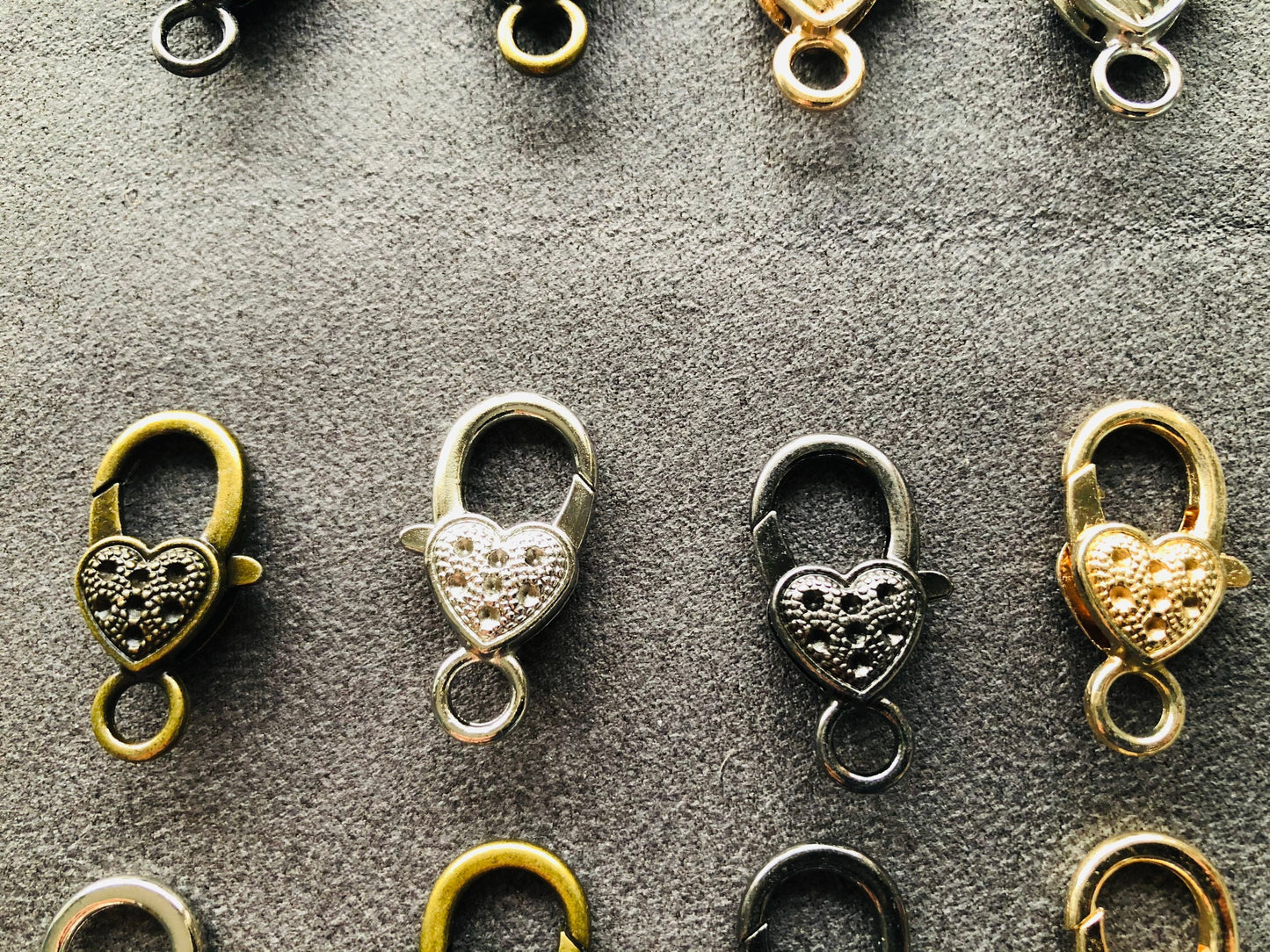 Mini lobster clasps, hear shape swivel hooks