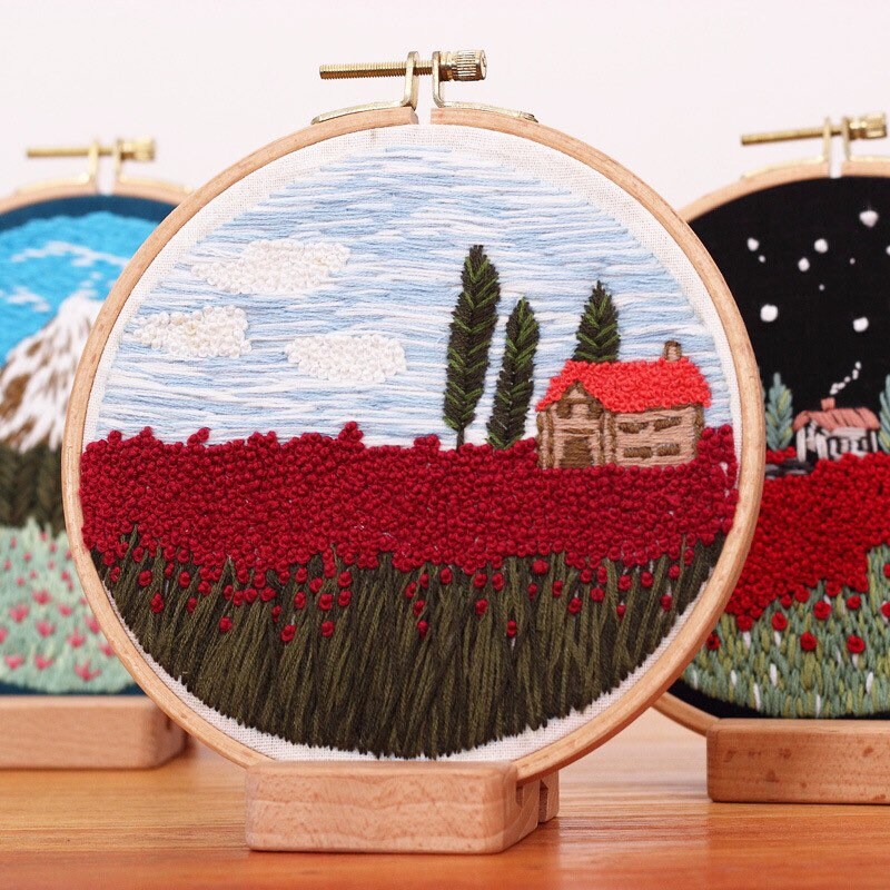 Beautiful embroidery kits for beginners, easy to follow preprinted embroidery pattern, embroidery for kids, learn to embroidery