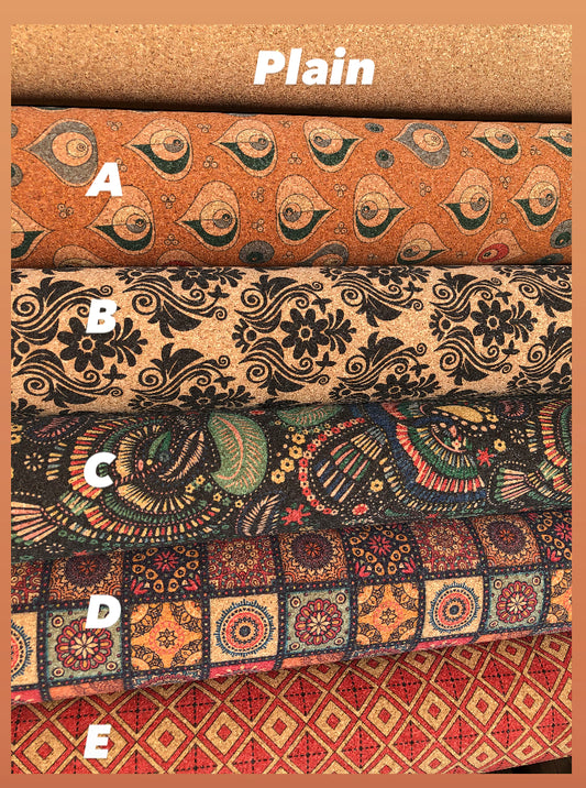 Printed cork fabric, vegan leather, cork bags, vegan leather, cork leather F1
