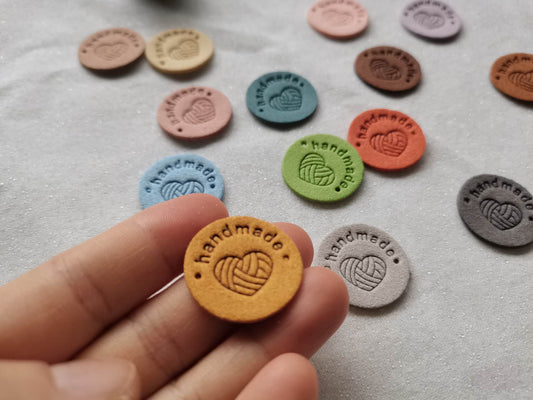 Round HANDMADE PU leather labels G2