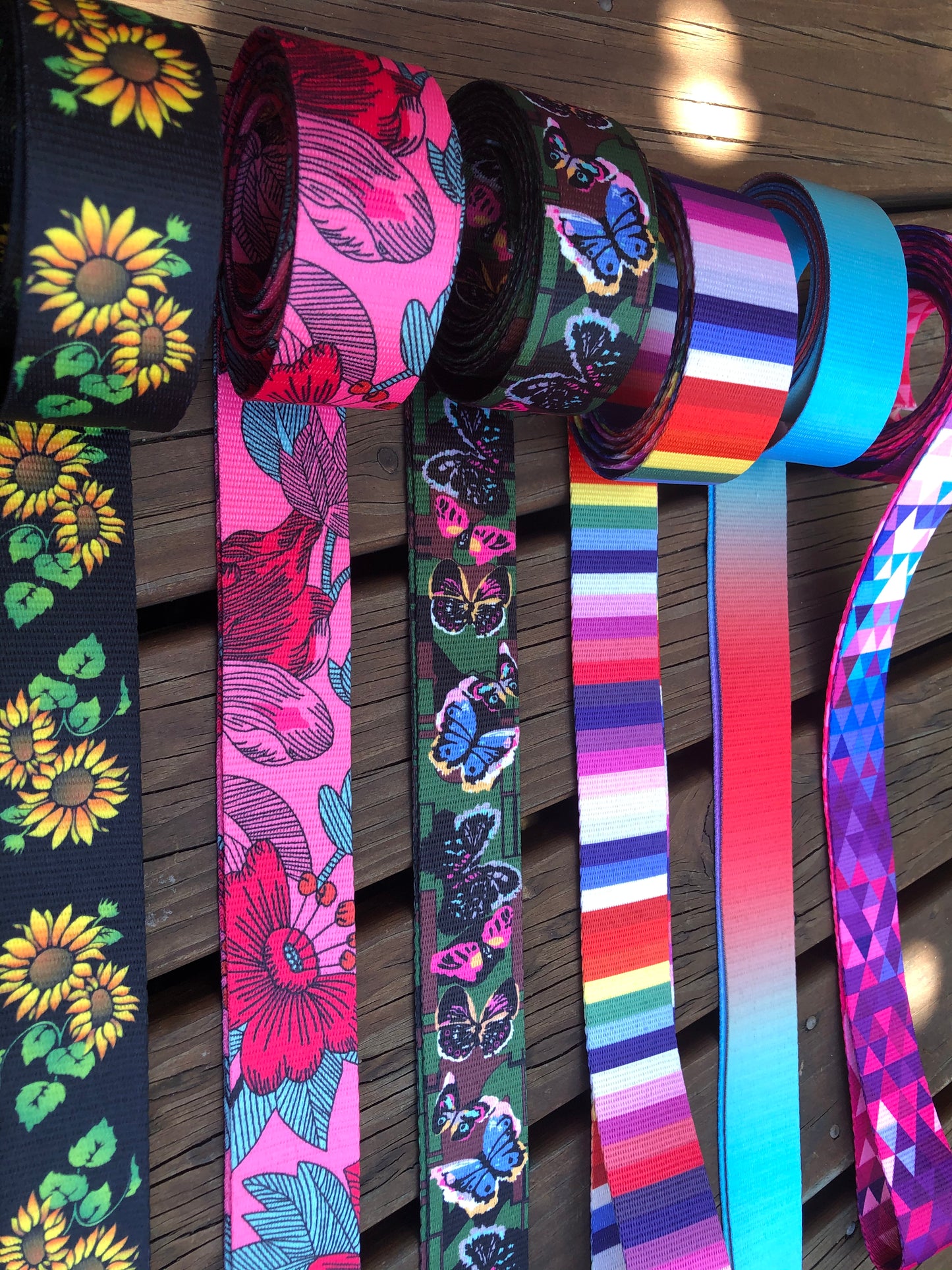 3 metres of printed webbing, 3.8cm /1.5inch straps