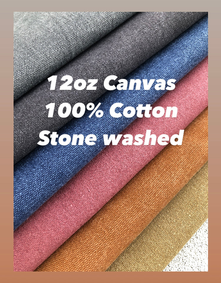 Stoned washed canvas, 100% Cotton canvas, medium to heavy weight canvas, by the meter