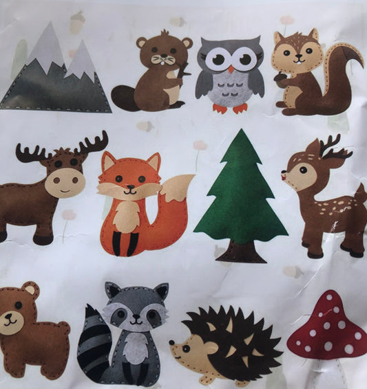 Forest friends felt craft kits, craft activities for children, felt animals A6