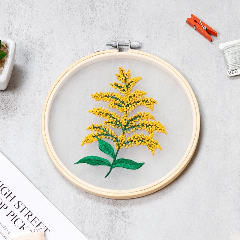 Flowers on clear background embroidery kits, Embroidery kits for beginners, easy to follow preprinted embroidery pattern, presents for her, holiday craft, learn to embroidery