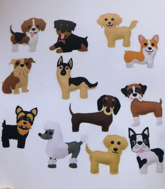 Dogs felt craft kits, craft activities for children, felt animals A6