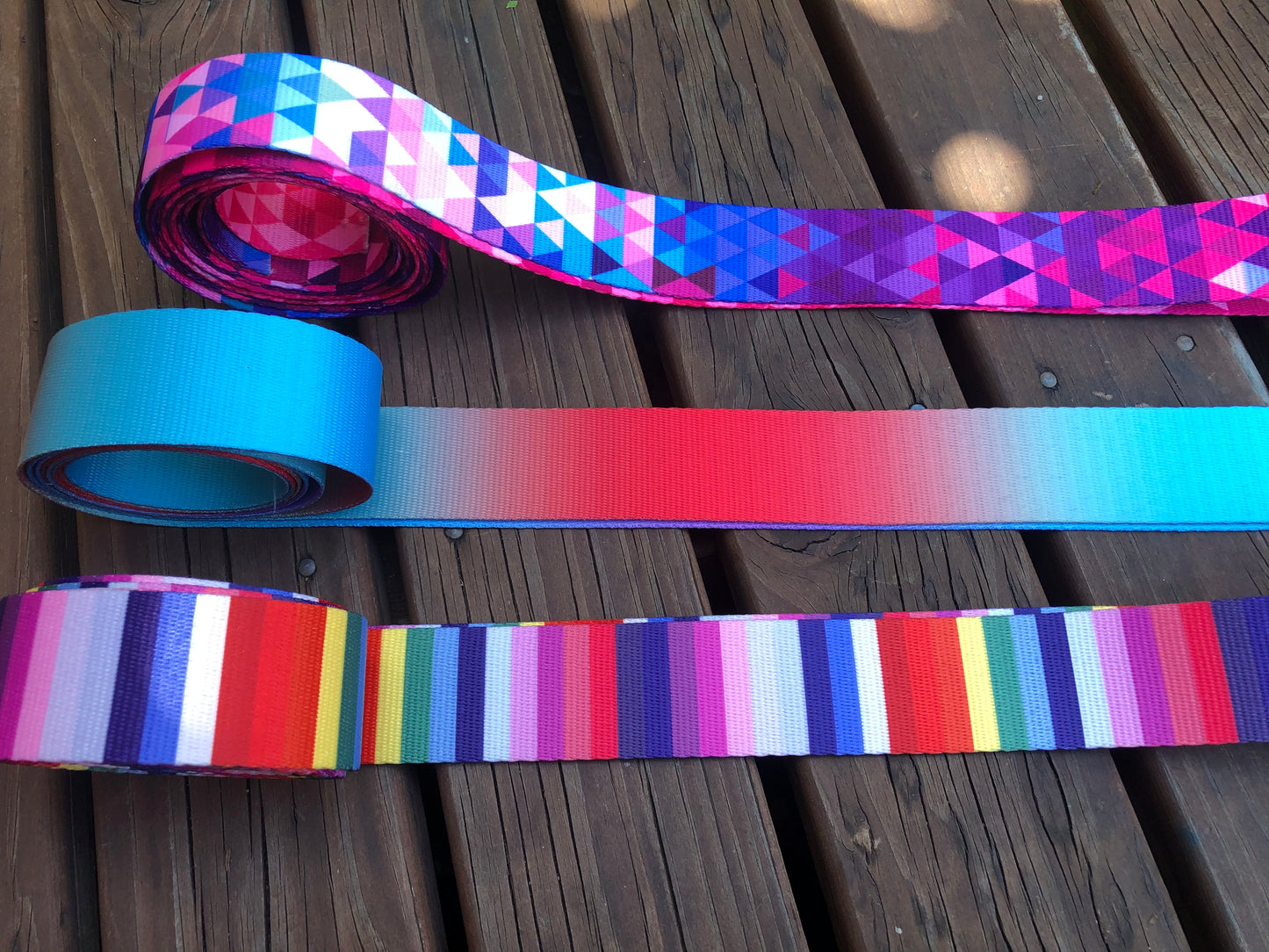 3 metres of printed webbing, 3.8cm /1.5inch straps