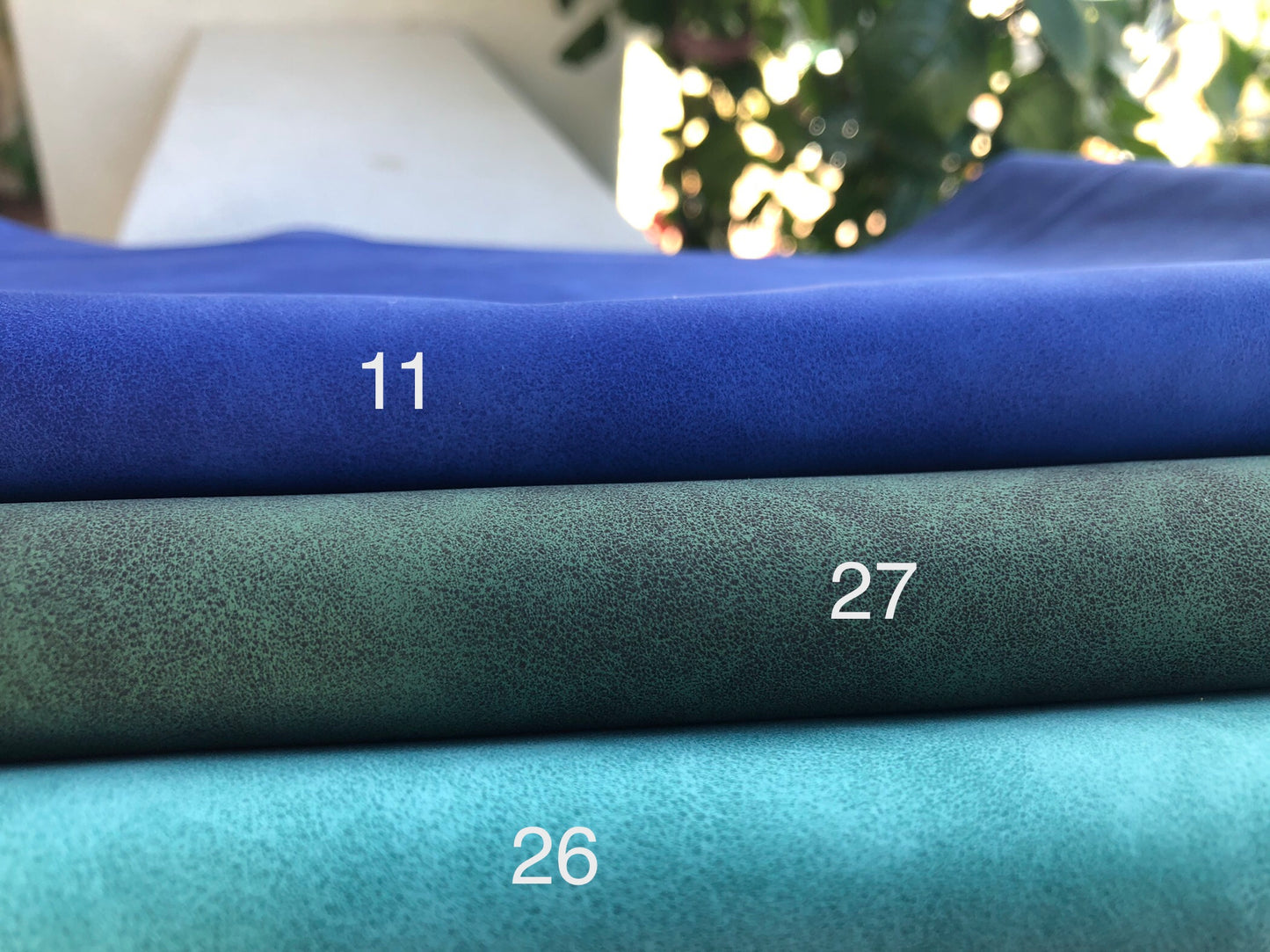 Nubuck style faux leather, distressed vinyl, Vegan Pleather, polished faux leather, rusty style artificial leather for bags, garments, upholstery