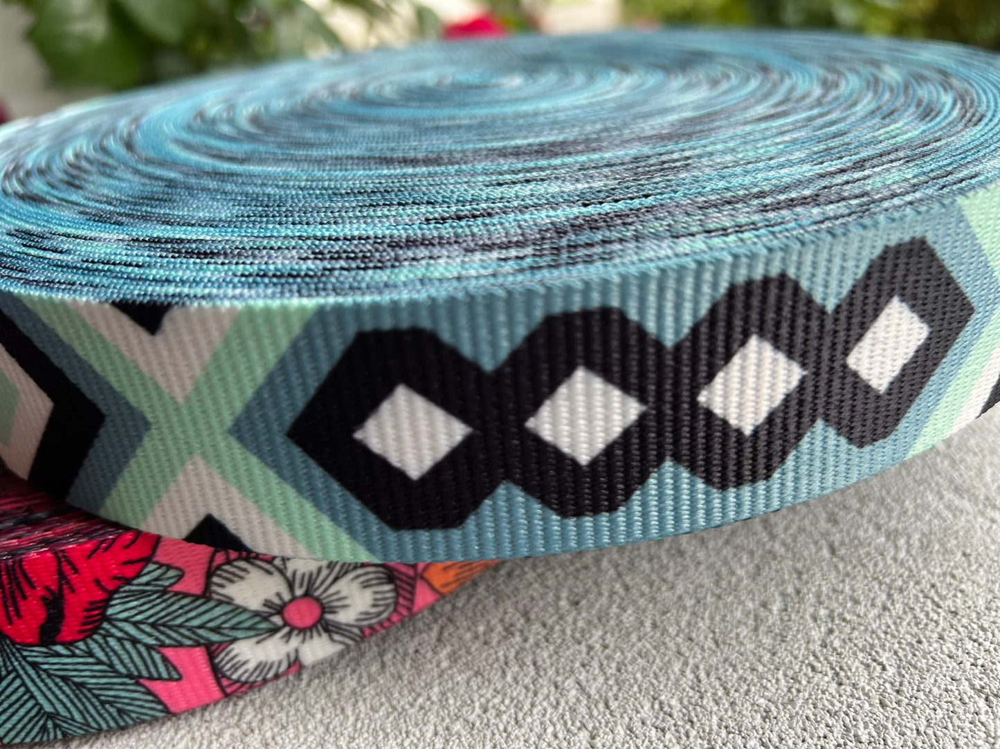 3.8cm - 1.5 inch printed webbing for tote bags, adjustable crossbody straps, handmade backpacks, heavy duty handles by the meter