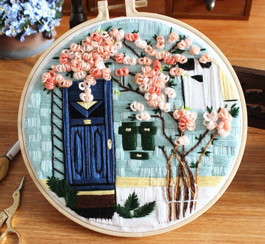 Pink climbing rose embroidery kits G1-2